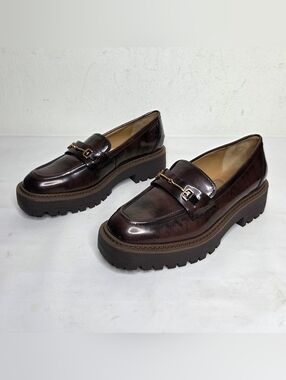 Sam Edelman Sz 8.5 Laurs Platform Lug Sole Loafer Horsebit Dark Academia Chunky